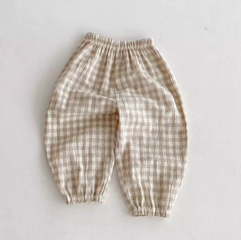 TinyTrend™ Vintage Cotton Stripe Pants – Unisex Casual Trousers with Pockets for Toddlers